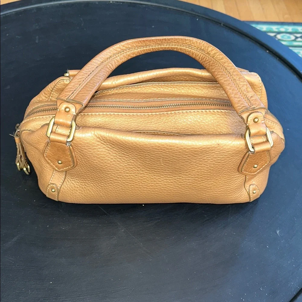 COLE HAAN Village Satchel Metallic Gold/Bronze Pebbled Leather MSRP: $350 - EUC - Picture 4 of 10